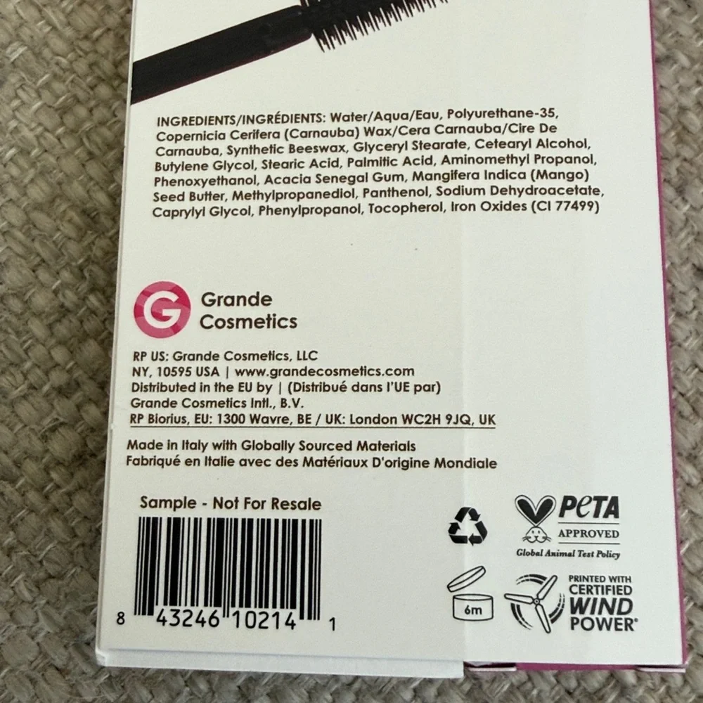 NWT Grande Cosmetics GrandeWRAP Luxury Tubing Mascara Black Travel Mini